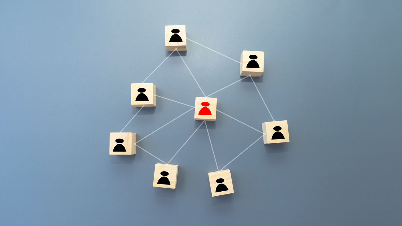 Concept Human resources search block wooden on background